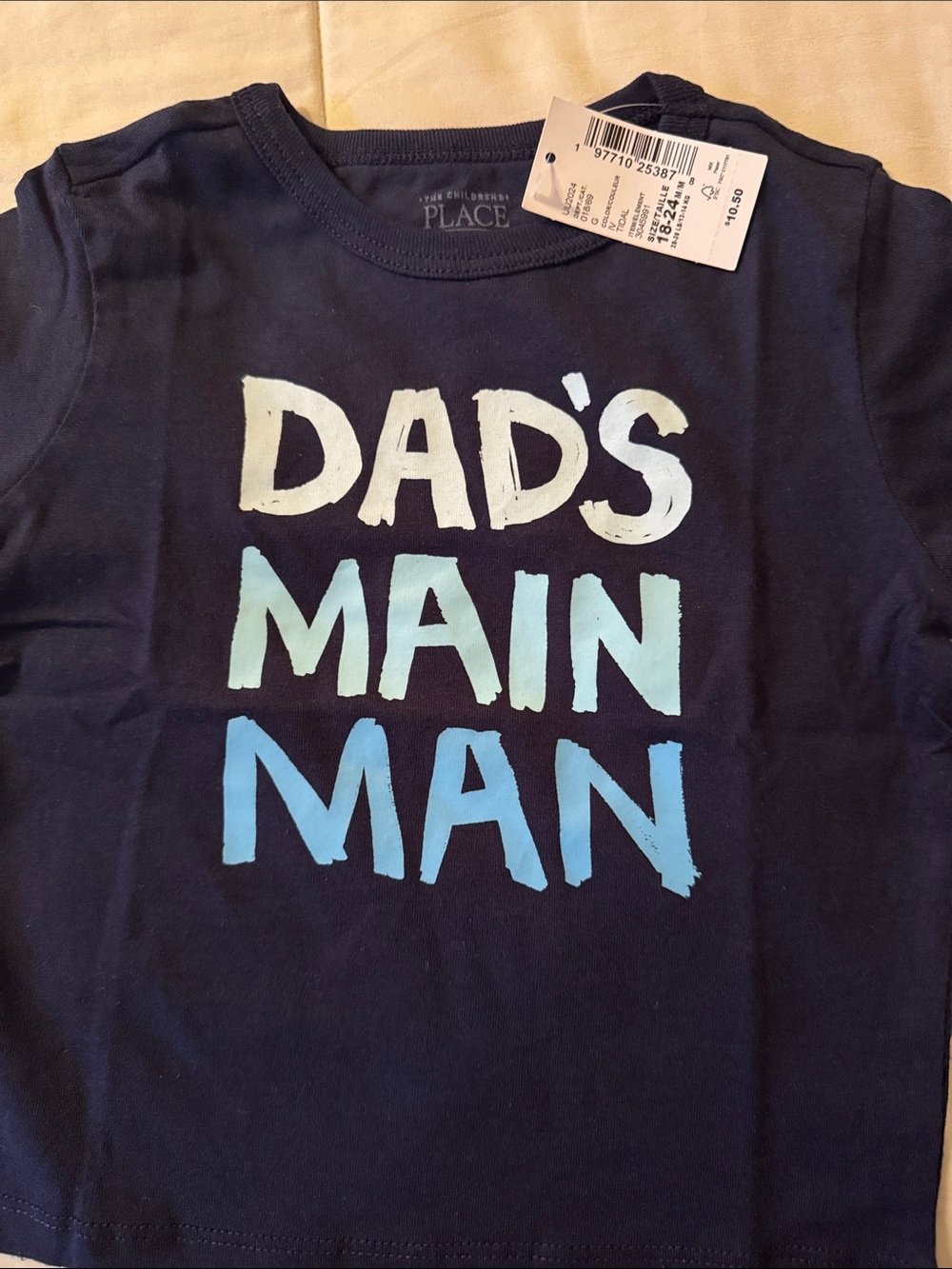 The Children's Place Navy Tee with 'Dad's Main Man' Blue & Mint Graphic